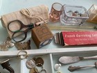 Antique Vintage Junk Drawer Treasure Lot Cast Iron Costume Jewelry Coins 3 5lbs 
