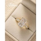 Effinny 10ct Cushion Cut Engagement Ring S925 Sterling Silver Gold Size 7 New