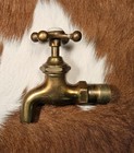 Antique Schwander Hot Water Bathroom  Faucet W white Porcelain   Brass