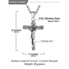 Men Stainless Steel Jesus Christ Crucifix Cross Pendant Chain Necklace