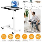 Height Adjustable Rolling Laptop Desk Over Sofa Bed Notebook Table Stand Wheels