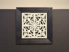 Victorian Air Vent Cover  Cast Iron   Wood Frame 13 x13  Square Wall Decoration 