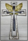 Decor Antiqued Rustic Old World Engraved Spiritual Wall Cross Angel Wings Large