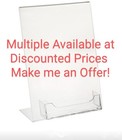 Clear Tabletop Sign Holder 5x7 Inch Slanted With Business Card Holder - 12 Pack