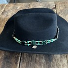 Vintage Harley Davidson Motorcycle Hat Band Beaded Turquoise Western Biker Black