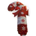 2 Christmas Candy Cane Hanger Tinsel Red   White Holiday Decoration
