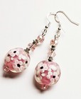  925 Sterling Silver Hook Lampwork Glass Beads Pink - Dangle Earrings   e511 