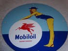 Vintage Mobil Mobiloil  marilyn Monroe 11 3 4  Porcelain Metal Gasoline Oil Sign