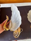 2 Vintage Peacock Wall Light Lamp Fixtures With Shades Hollywood Regency Mcm
