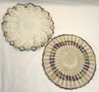 2 Crochet Doilies 8 5  Handmade Rainbow Layered Doily Round - Excellent