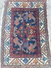 Distressed Antique Traditional Handmade Oriental  Wool Multicolor Rug 29x19 In