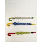 Vintage Murano Art Glass Umbrella Cocktail Picks Set 6 Piece With Black Holder