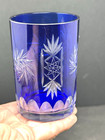 Cobalt Blue Cut Clear Crystal 4   Absolutely Stunning Glass Or Votive