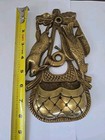 Vintage Brass Metal Match Holder Wall Mount  Rabbit   Pheasant 8 5 X 5 5 Inches
