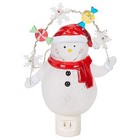 Led Snowman Night Light With Decorative Garland - 7 75  Acrylic Bubble Lamp