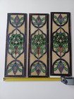 Lot Of 3 Stained Glass Transom Window Hanging Panel  53 X 17 Cm Incl Hooks