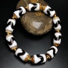 Pure Tibetan Buddhism Agate Tiger Teeth Totem Dzi Bead Amulet Bracelet G1460