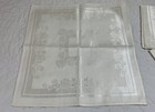 Four Vintage Antique Dinner Napkins  Cotton  Rayon  Antique White  Flower Design