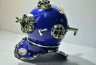 18  Antique Blue Diving Helmet Us Navy Mark V Scuba Deep Sea Marine Vintage Gift