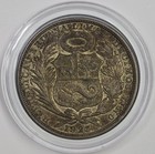 Toned 1923 Silver Peru South America Un Sol Peruvian Coin In A Capsule