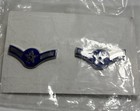 Usaf Airman Amn Metal Chevron Rank Insignia Collar Badge Pair