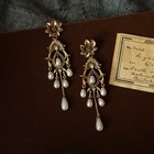Vintage Pearl Chandelier Earrings Gold Tone Baroque Court Style