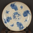 8 8  Antique Collect China Blue White Porcelain Eight Immortals Grain Plate