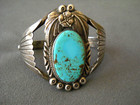 Clendon Pete Native American Navajo Sky-blue Turquoise Sterling Silver Bracelet