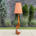 Vintage Danish Modern Teak Sculptural Monumental Zig Zag Lamp W  Original Shade