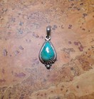 Vintage Petite Sterling Silver Turquoise Necklace Pendant Navajo Native 925