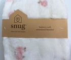 Snug Pink White Floral Buttery Soft Plush Oversized Baby Blanket 30  X 40  Nwt
