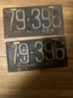 Pair Of 1925 Conn Ct Connecticut License Plates 79-396