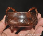 3 2 old China Ancient Dynasties Bronze Two Ears Incense Burner Censer Statue