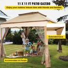 Patio Gazebo Canopy 11x11ft Outdoor 2-tier Tent Shelter Awning Steel W netting