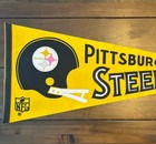 Vintage Nfl 1970s Pittsburgh Steelers Helmet Full Size Felt Pennant 30   x12   