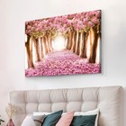 Utop-art Pink Flower Tree Picture Artwork Blooming Floral Forest Path Wall Art