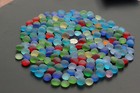 Round Sea Beach Glass 100 Pcs Lots  Dime Size Blue Green Red Jewelry Use