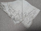 6 Antique Vtg Drawn Thread Embroidered Lace Linen Ladies Handkerchiefs Wedding