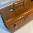 Vintage Samsonite Schwayder  4612 Brown Faux Leather Makeup Train Hard Case