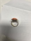 Vtg Gold Tone Orange White Cameo Ring