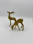 Vintage Solid Brass Deer Figurines Pair Stag   Doe Mid-century Home Decor