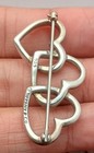 Tiffany   Co Sterling Silver  Triple Open Heart Brooch Pin 1-5 8  Long  Signed