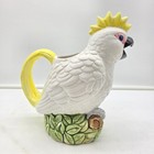Vintage 1900s Ceramic Cockatoo Bird Cocktail Pitcher 9    Hand Painted Novelty 