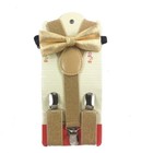 New Metallic Gold Suspender Bow Tie Matching Baby Toddler Kids Boys Girls Child