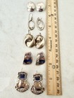 Vintage 925 Sterling Silver Large Drop Dangle And Big Stud Earring Lot Of 5   