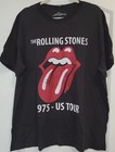 The Rolling Stones 1975 Us Tour Black Cotton Rock T Tee Shirt Adult Size 3x Nwt