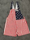 Men s   Women s Overalls Usa America Flag Print Bib Jumpsuit Romper Shorts Xl