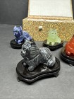 Hand Carved Set Chinese Jade  Aventurine  Carnelian  Sodalite  And Marble Cats