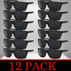 Mens Sunglasses Wholesale 12 Pack Bulk Sunglass Style Sport Wrap Mirror   Black