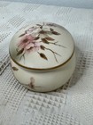 Vintage Hand Painted Nippon Porcelain Trinket Dresser Box  Floral W Gold Trim